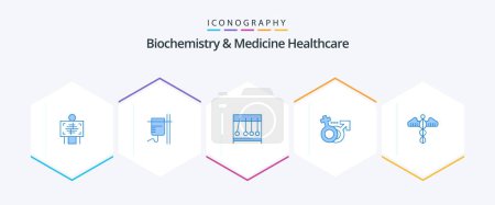 Ilustración de Bioquímica y medicina Healthcare 25 Azul paquete de iconos, incluyendo médica. Mujer. transfusión. Hombre. medicina - Imagen libre de derechos