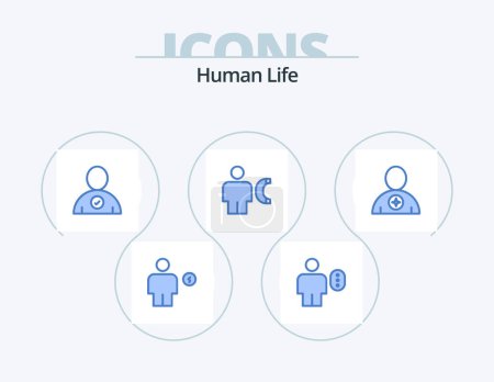 Illustration for Human Blue Icon Pack 5 Icon Design. info. call. human. body. user - Royalty Free Image