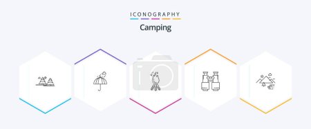 Illustration for Camping 25 Line icon pack including find. safety. camp. bonfire - Royalty Free Image