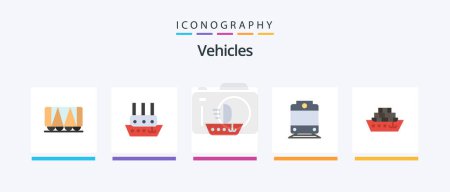 Illustration for Vehicles Flat 5 Icon Pack Including . tanker. ship. ship. transport. Creative Icons Design - Royalty Free Image