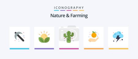 Illustration for Nature And Farming Flat 5 Icon Pack Including power. farming. garden. apple. farming. Creative Icons Design - Royalty Free Image
