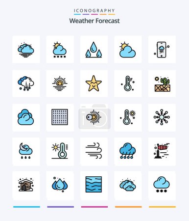 Illustration for Creative Weather 25 Line FIlled icon pack  Such As weather. cloud. weather. rainy. mobile - Royalty Free Image