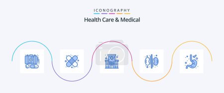 Illustration for Health Care And Medical Blue 5 Icon Pack Including gastroenterology. medical. healthcare. kidneys. care - Royalty Free Image