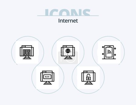 Ilustración de Internet Line Icon Pack 5 Icon Design. compartir. ¡www! grupo. sitio web. comunicaciones - Imagen libre de derechos