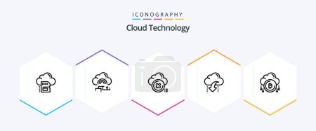 Ilustración de Cloud Technology 25 Paquete de iconos de línea incluyendo down. descargar. conectar. Cruz. cerrar - Imagen libre de derechos