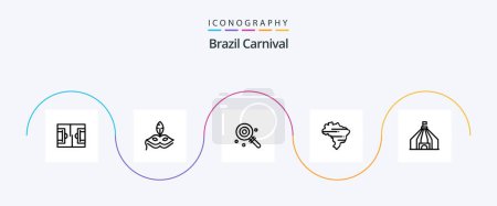 Téléchargez les illustrations : Brazil Carnival Line 5 Icon Pack Including lolipop. celebration. mask. carnival. brazil - en licence libre de droit