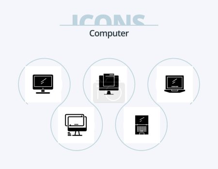 Illustration for Computer Glyph Icon Pack 5 Icon Design. . . imac. laptop. device - Royalty Free Image