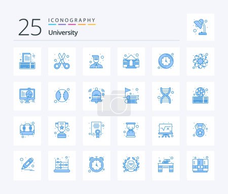 Illustration for University 25 Blue Color icon pack including time. university. bachelor. school. building - Royalty Free Image