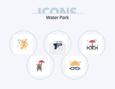 Ilustración de Water Park Flat Icon Pack 5 Icon Design. . park. park. water. park - Imagen libre de derechos