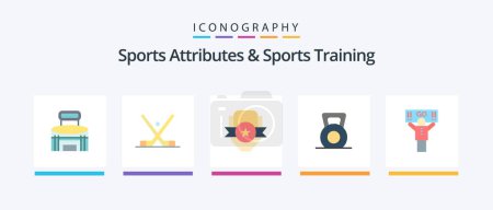 Illustration for Sports Atributes And Sports Training Flat 5 Icon Pack Including gym. dumbbell. stick. sport. emblem. Creative Icons Design - Royalty Free Image
