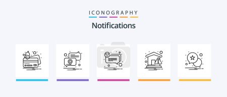 Illustration for Notifications Line 5 Icon Pack Including notice. book. mobile. payment. credit. Creative Icons Design - Royalty Free Image