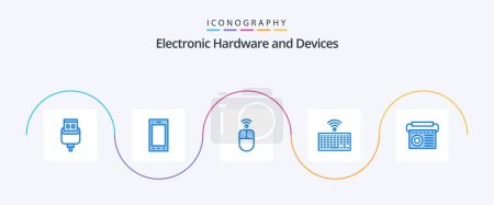Illustration for Devices Blue 5 Icon Pack Including equipment. type. apple. keys. hardware - Royalty Free Image