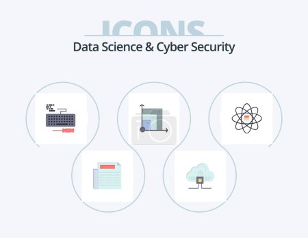 Illustration for Data Science And Cyber Security Flat Icon Pack 5 Icon Design. data scince. data. keyboard. scince. system - Royalty Free Image