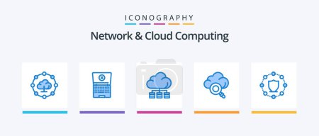 Illustration for Network And Cloud Computing Blue 5 Icon Pack Including . protection. storage. protect. technology. Creative Icons Design - Royalty Free Image