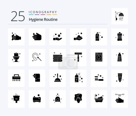 Illustration for Hygiene Routine 25 Solid Glyph icon pack including cleaning. buds. cleaner. washroom. cleaning - Royalty Free Image