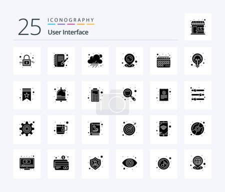 Illustration for User Interface 25 Solid Glyph icon pack including light. bulb. weather. schedule. appointment - Royalty Free Image