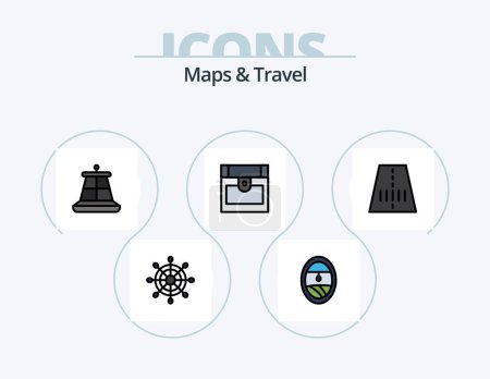 Illustration for Maps and Travel Line Filled Icon Pack 5 Icon Design. . route. pointer - Royalty Free Image