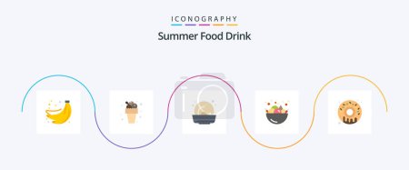 Illustration for Summer Food Drink Flat 5 Icon Pack Including . sweet. mussel. food. summer - Royalty Free Image