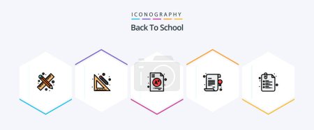 Téléchargez les illustrations : Back To School 25 FilledLine icon pack including clip. star. a. diploma. back to school - en licence libre de droit