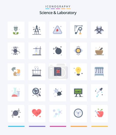 Ilustración de Creative Science 25 Flat icon pack  Such As physic. science machine. danger. science. device - Imagen libre de derechos