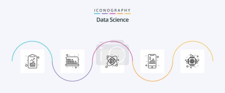 Illustration for Data Science Line 5 Icon Pack Including chip. graph. database. document. mobile - Royalty Free Image