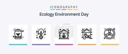 Téléchargez les illustrations : Ecology Line 5 Icon Pack Including ecology. charger. green. auto. nature. Creative Icons Design - en licence libre de droit