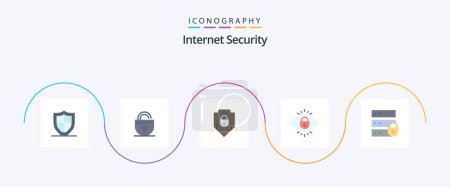 Illustration for Internet Security Flat 5 Icon Pack Including lock. internet. internet. eye. web security - Royalty Free Image