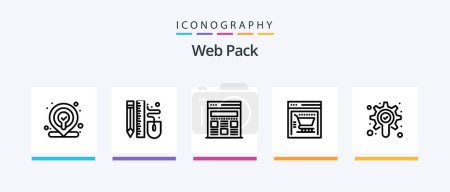 Illustration for Web Pack Line 5 Icon Pack Including web store. ecommerce. interactive d. scale. pen. Creative Icons Design - Royalty Free Image