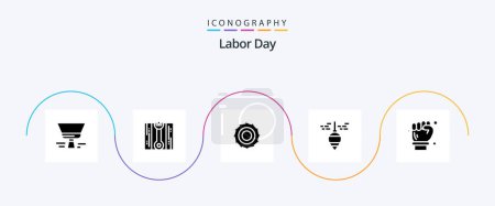 Illustration for Labor Day Glyph 5 Icon Pack Including tool. bob . repair. plumb . line blades - Royalty Free Image