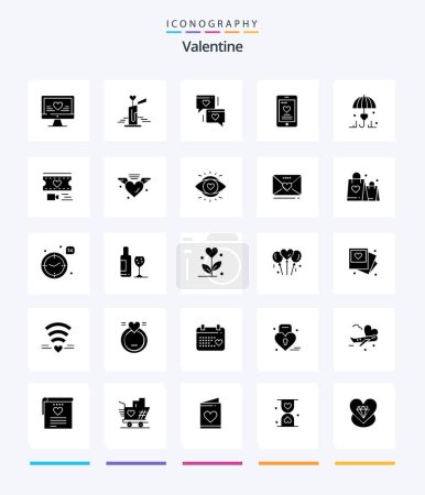 Illustration for Creative Valentine 25 Glyph Solid Black icon pack  Such As love. love. candle. day. valentine - Royalty Free Image