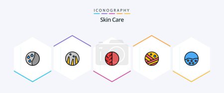 Téléchargez les illustrations : Skin 25 FilledLine icon pack including skin. skin. skin. pigment. protein - en licence libre de droit