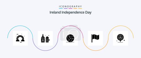 Illustration for Ireland Independence Day Glyph 5 Icon Pack Including location. irish. ireland. ireland. sport - Royalty Free Image