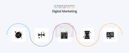Photo for Digital Marketing Glyph 5 Icon Pack Including crm. bookmark. time. glass - Royalty Free Image