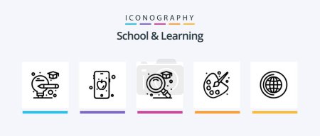 Illustration for School And Learning Line 5 Icon Pack Including . education. education. drawing. pencil. Creative Icons Design - Royalty Free Image