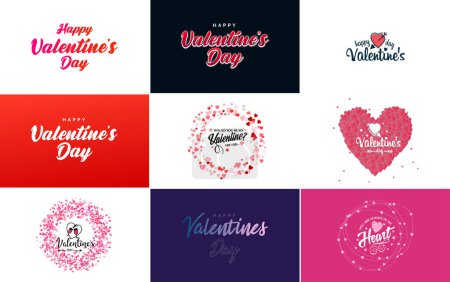 Ilustración de Happy Valentine's Day greeting card template with a romantic theme and a red color scheme - Imagen libre de derechos