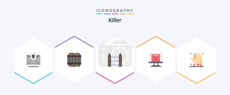 Illustration for Killer 25 Flat icon pack including bloody. technology. barbed. poster. wire - Royalty Free Image