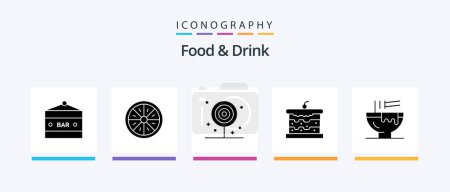 Ilustración de Comida y bebida Glyph 5 Icon Pack Incluyendo pastel. panadería. Naranja. Piruleta. Bebe. Diseño de iconos creativos - Imagen libre de derechos