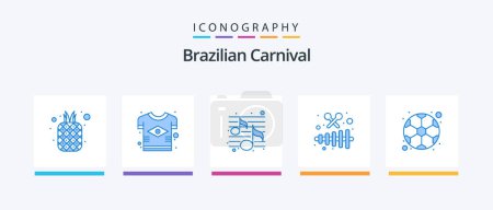 Illustration for Brazilian Carnival Blue 5 Icon Pack Including party. music. flag. instrument. party. Creative Icons Design - Royalty Free Image