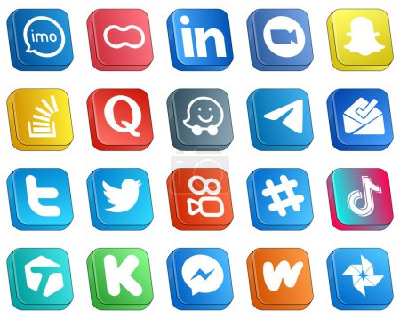 Ilustración de 20 Minimalist Isometric 3D Social Media Icons such as overflow. question. professional. stockoverflow and icons. Eye-catching and high-quality - Imagen libre de derechos