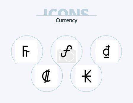 Illustration for Currency Line Icon Pack 5 Icon Design. currency. bitcoin. argentina. currency. armenia - Royalty Free Image