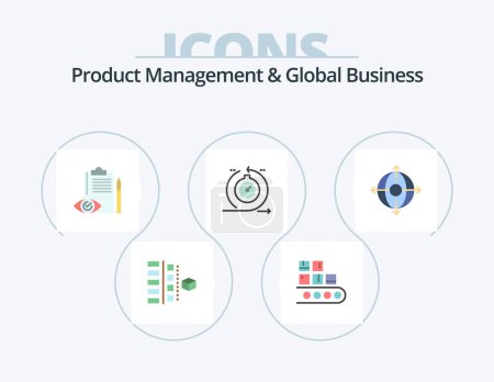 Illustration for Product Managment And Global Business Flat Icon Pack 5 Icon Design. development. agile. product. plan. checklist - Royalty Free Image