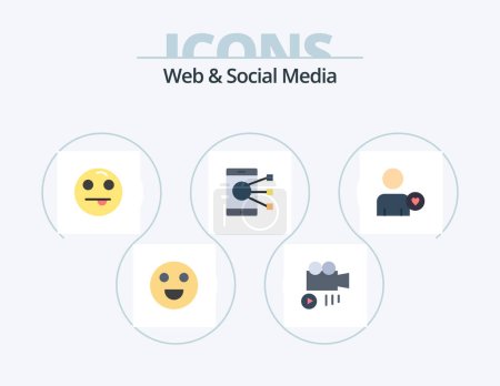 Téléchargez les illustrations : Web et médias sociaux Flat Icon Pack 5 Icon Design. . amour. Heureux. Mec. téléphone - en licence libre de droit