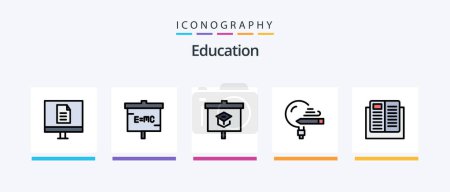 Téléchargez les photos : Ligne d'éducation rempli Pack de 5 icônes Y compris l'éducation. certificat. apprendre. présentation. Icônes créatives Design - en image libre de droit