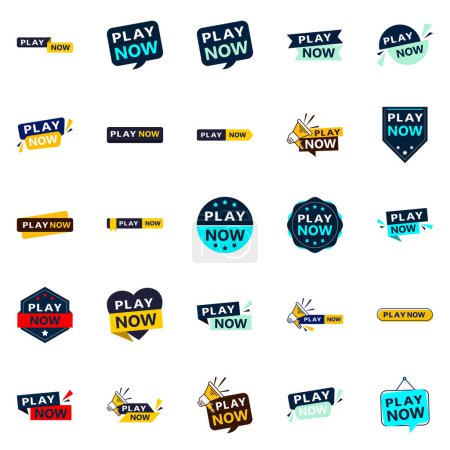 Ilustración de Make a Big Impact with Our Pack of 25 Play Now Banners - Imagen libre de derechos
