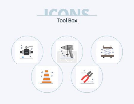 Illustration for Tools Flat Icon Pack 5 Icon Design. tools. construction. construction. tool. perforator - Royalty Free Image