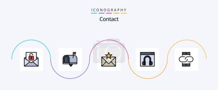 Illustration for Contact Line Filled Flat 5 Icon Pack Including help. contact. in box. chat. favorites - Royalty Free Image