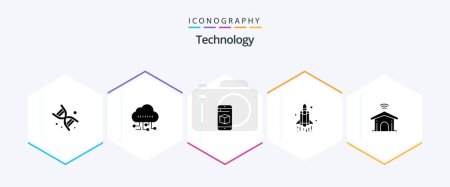 Ilustración de Technology 25 Glyph icon pack including smart. electronic. cell. technology. rocket - Imagen libre de derechos