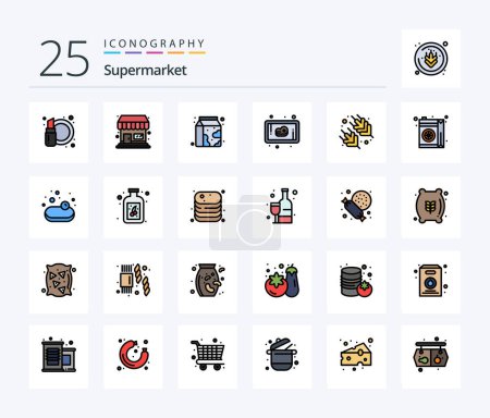 Ilustración de Supermercado 25 Line Paquete de iconos lleno incluyendo bebida. supermercado. Bebe. arroz. Carne - Imagen libre de derechos