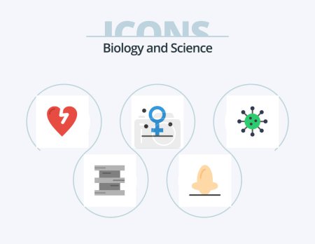 Illustration for Biology Flat Icon Pack 5 Icon Design. biology. medical. nose. healthcare. biology - Royalty Free Image