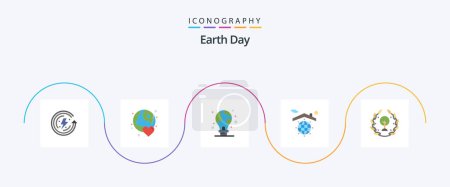 Ilustración de Día de la Tierra Flat 5 Icon Pack Incluye caja fuerte. globo. Un día. Tierra. bombilla - Imagen libre de derechos